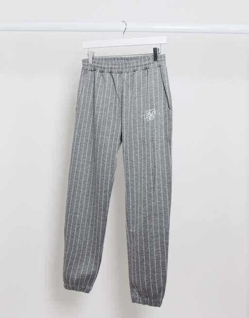 Siksilk pin stripe joggers in grey ASOS