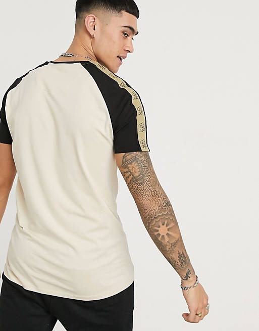 T-Shirts & Vests SikSilk premium raglan muscle fit colour block t-shirt 