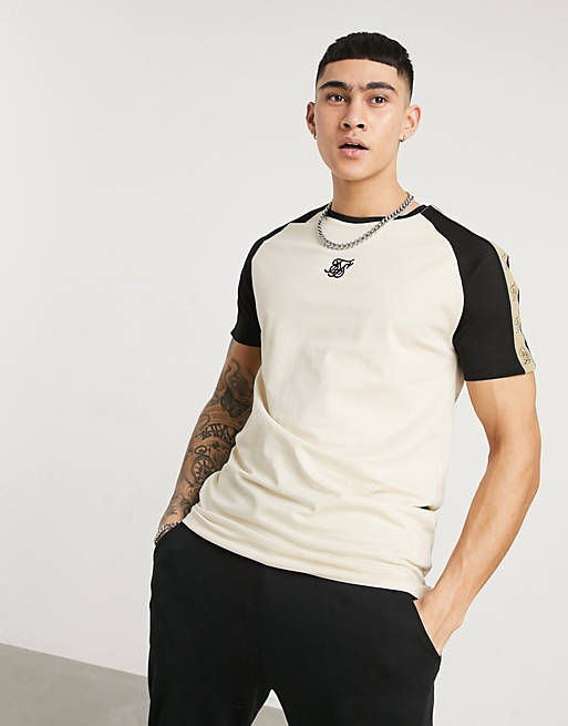 T-Shirts & Vests SikSilk premium raglan muscle fit colour block t-shirt 