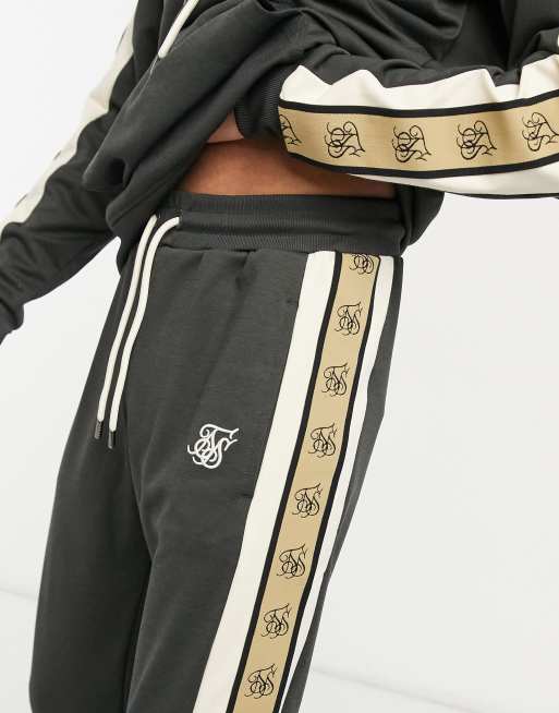 SikSilk - Premium trainingsbroek met bies in zwart en wit, 3 van 3
