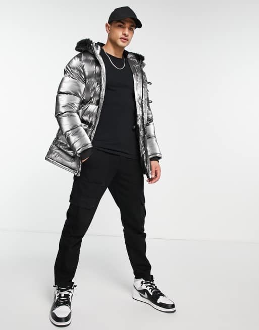 Siksilk shiny cheap puff parka