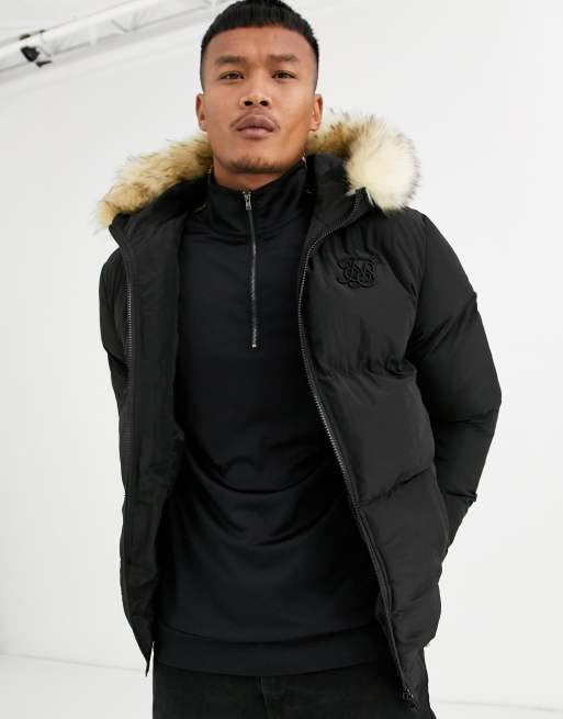 SikSilk Men's Black Puffer Jacket