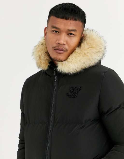 Silk silk fur shop hood padded jacket