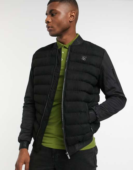 Siksilk puffer jacket with contrast sleeve in black ASOS