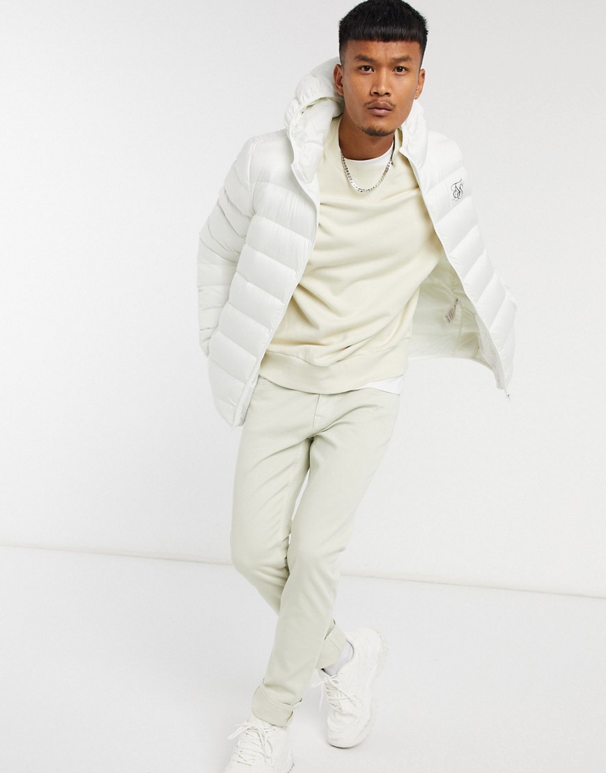 Siksilk Puffer Jacket With Hood In White