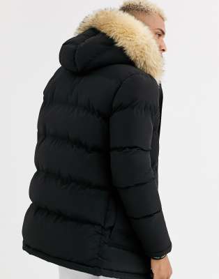 siksilk puffer parka jacket black