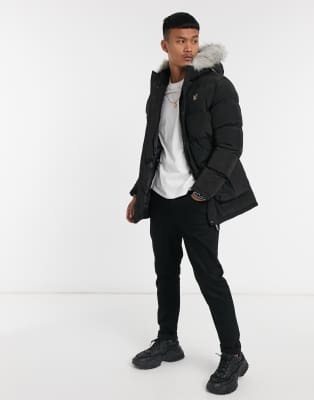 mens parka coats with fur hood