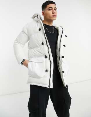 siksilk parka jacket with faux fur hood