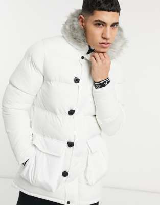 parka with white fur hood
