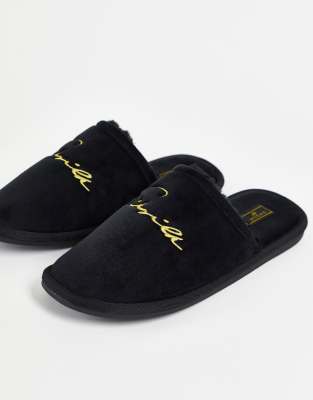 Siksilk Script Slippers In Black