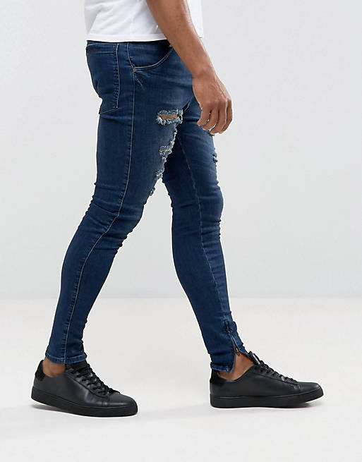 blush refer Persistent SikSilk Skinny Fit Drop Crotch Jeans With Distressing | ASOS