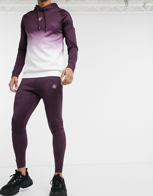 SikSilk skinny joggers in burgundy