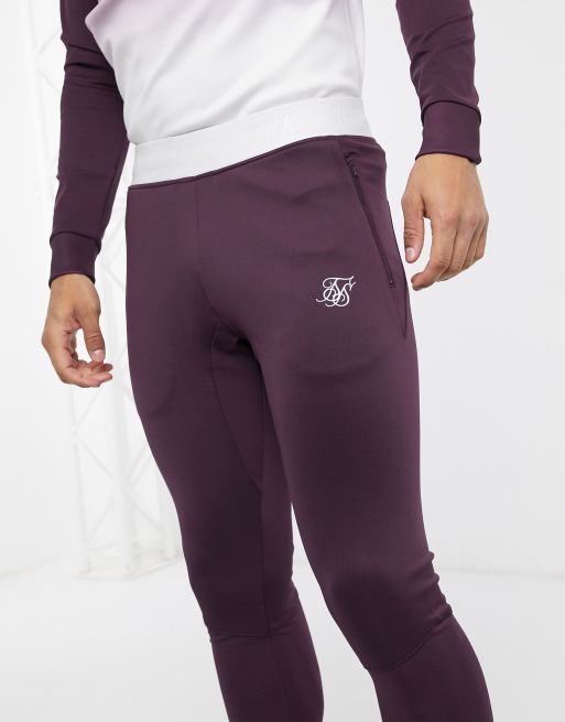 SikSilk skinny sweatpants in burgundy ASOS