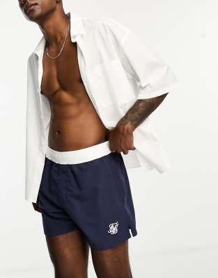 Siksilk Standard Swim Shorts In Navy