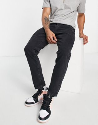 Siksilk straight leg denim jeans in black
