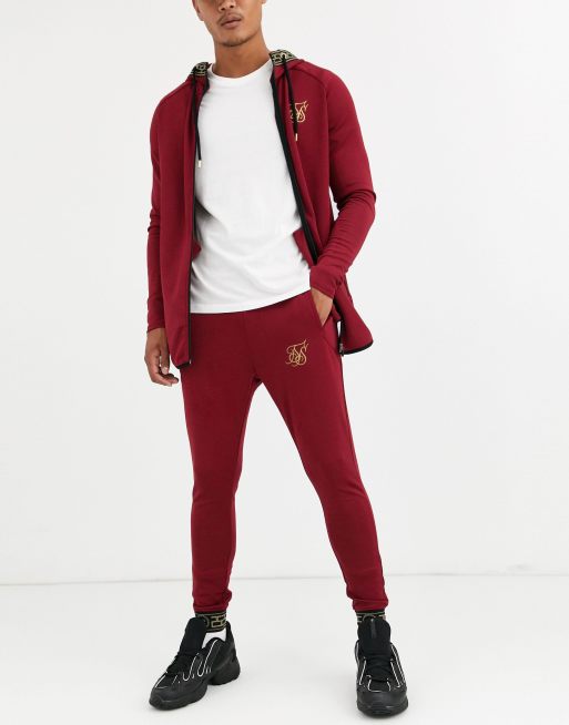 Siksilk tracksuit in burgundy with detail ASOS