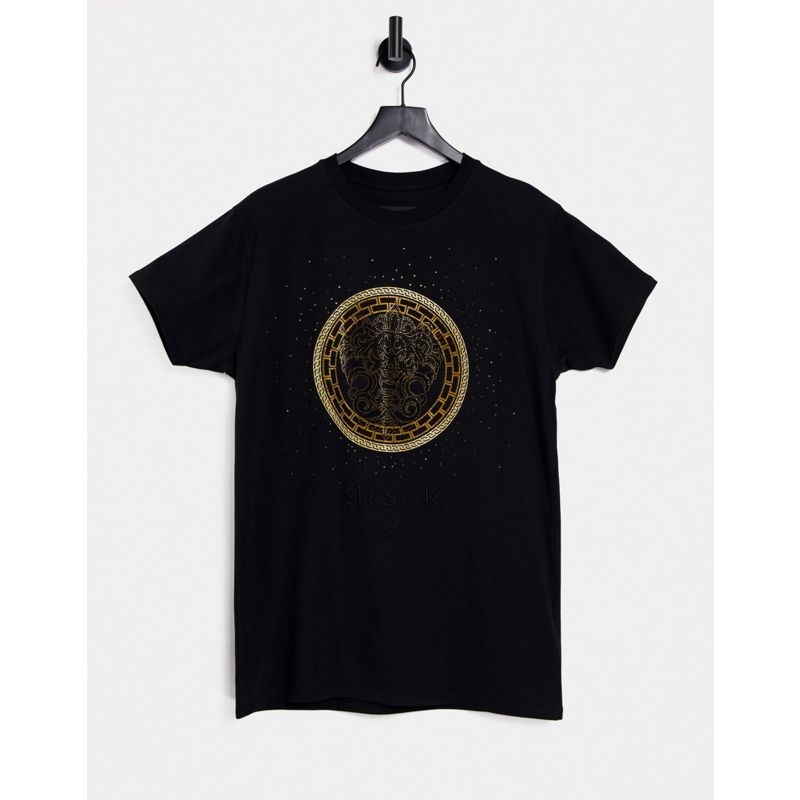 T-shirt e Canotte Novità SikSilk - T-shirt con leone in pietre sintetiche colore nero