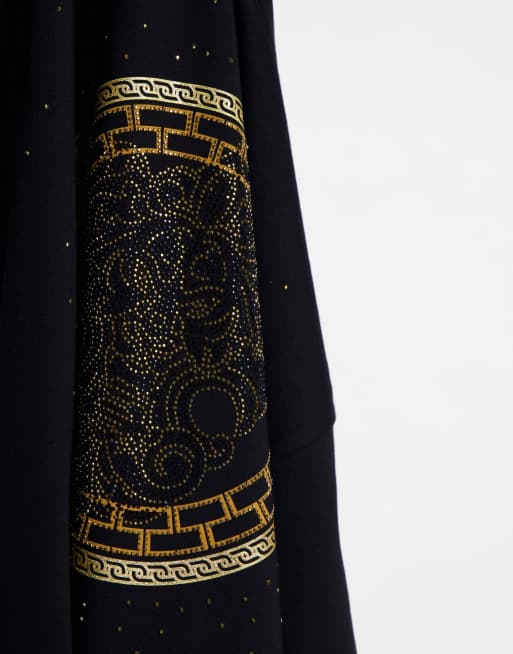 SikSilk - T-shirt met leeuw van siersteentjes in zwart, 4 van 4