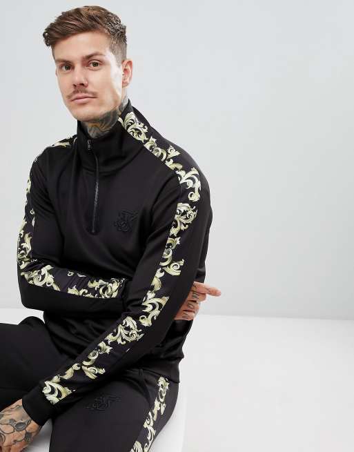 SikSilk - Trainingspak in zwart met barokke zijstreep, 2 van 3