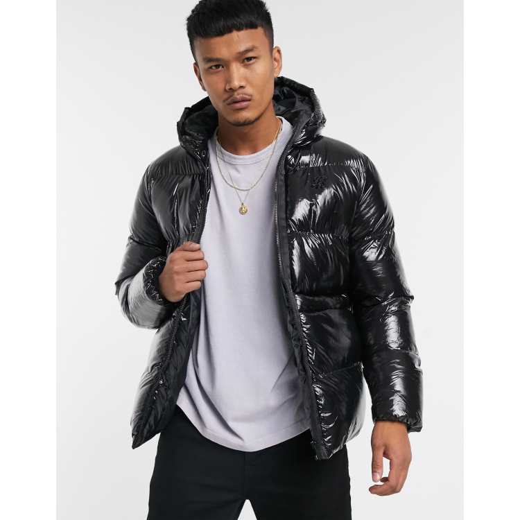 Wet look puffer jacket clearance mens