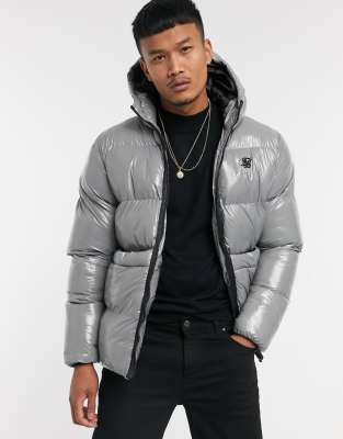 Wet look outlet puffer jacket mens