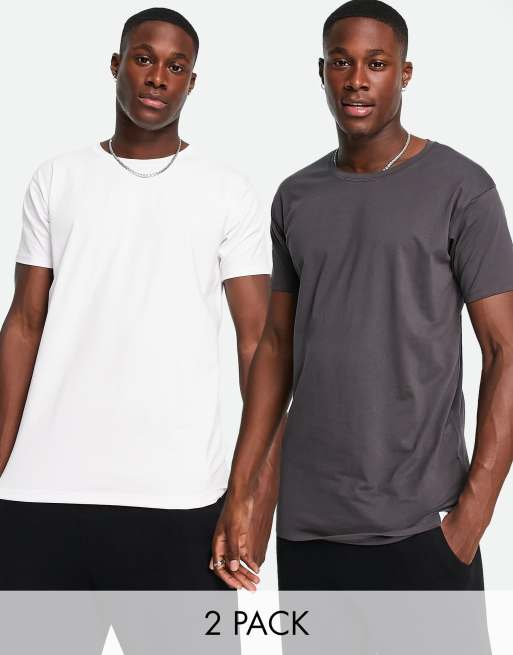 SikSilk – Zestaw 2 domowych T-shirtów w kolorach białym i szarym