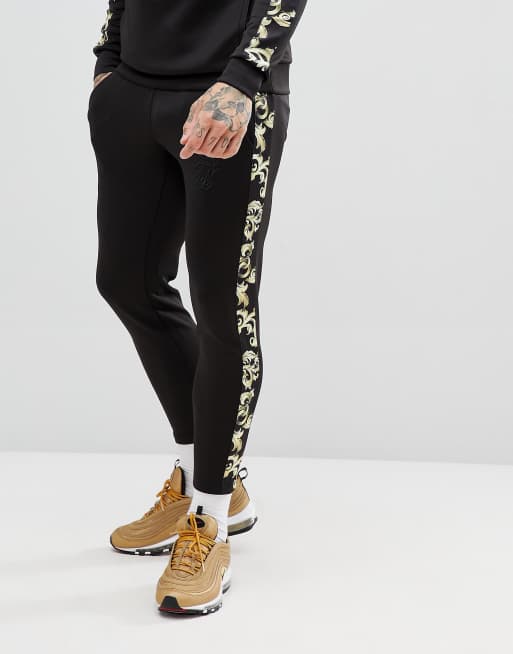 SikSilk - Trainingspak in zwart met barokke zijstreep, 3 van 3