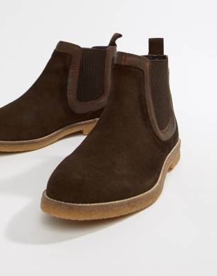 silver street chelsea boots in brown leather