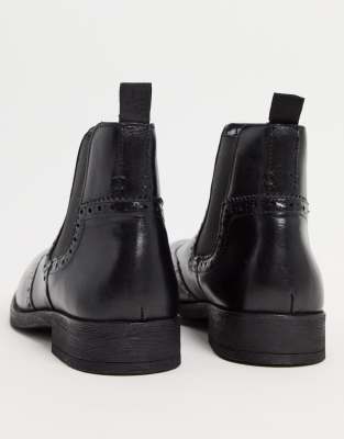 black chelsea brogue boots