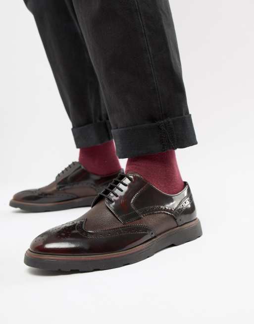 Silver Street Brogue Lace Up Shoe in Oxblood | ASOS