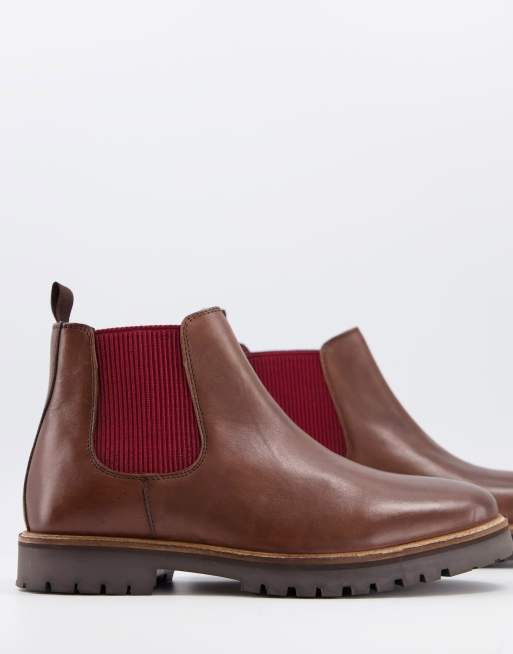 Silver Street – Bruna grova chelseaboots i läder