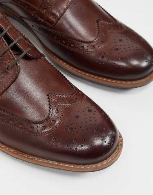 Silver Street - Brune snørebrogues i læder med kontrastsål, 3 af 4