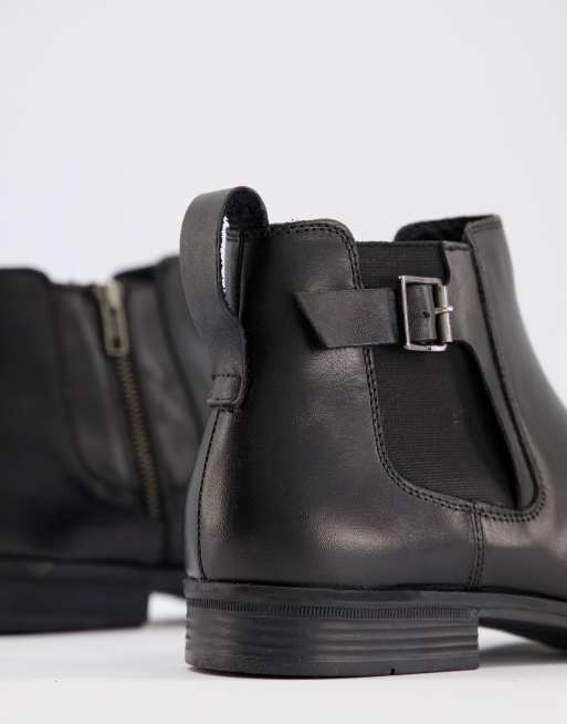 Silver Street buckle chelsea boots in black leather ASOS