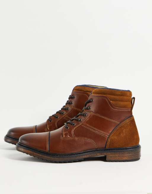 Silver Street casual lace up boots in brown leather | ASOS