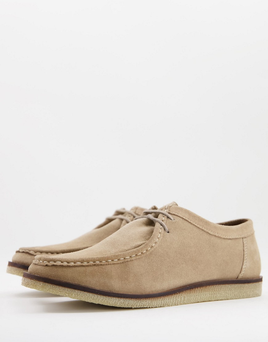 Silver Street casual lace up shoes in beige suede-Neutral