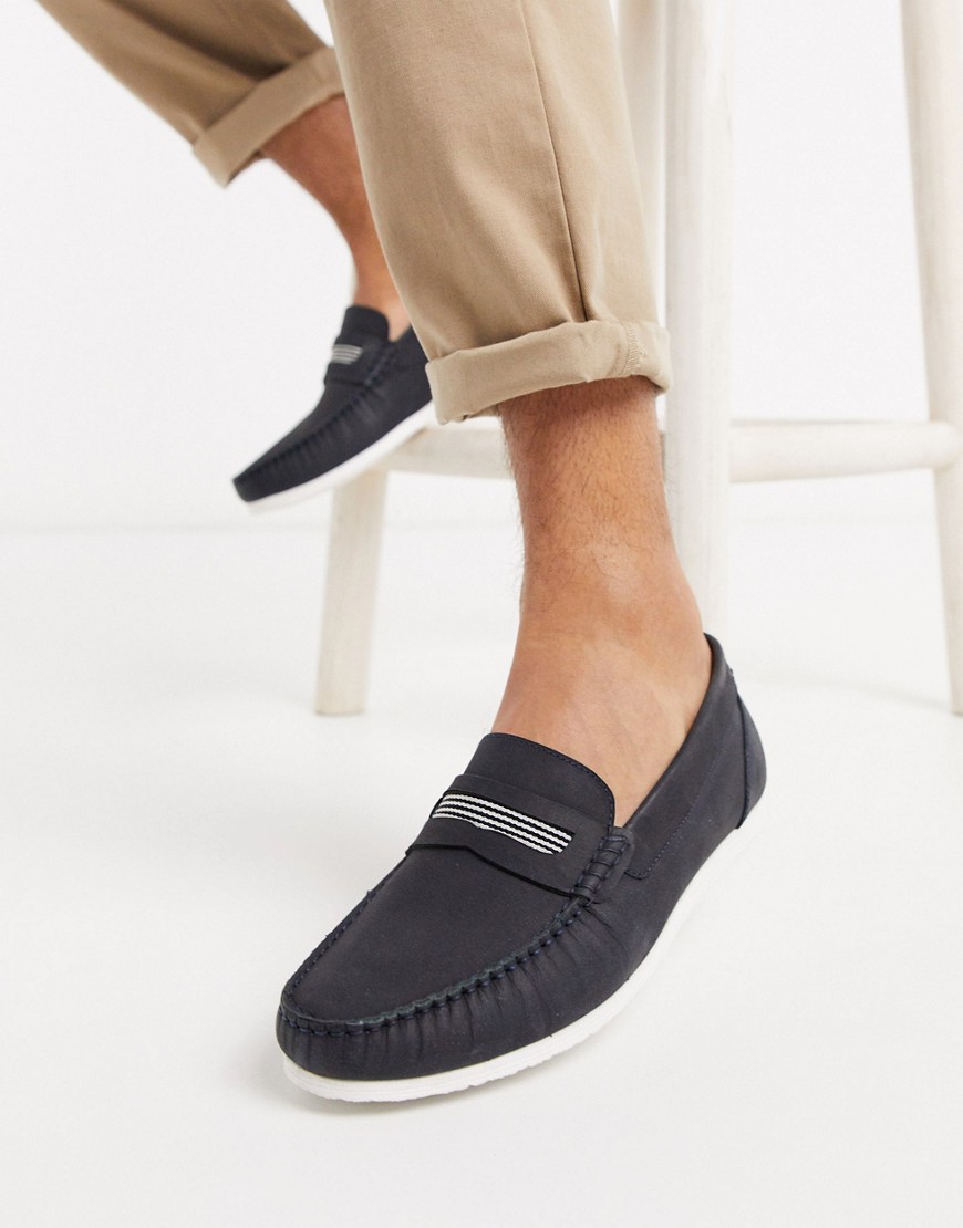 Silver Street casual slip on loafer in navy suede