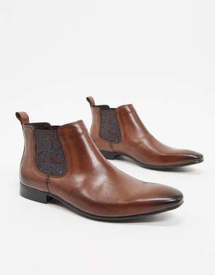 silver street chelsea boots in brown leather