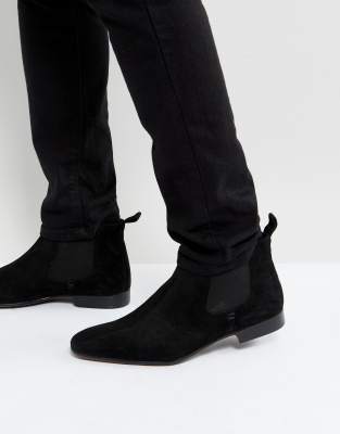 black and silver chelsea boots