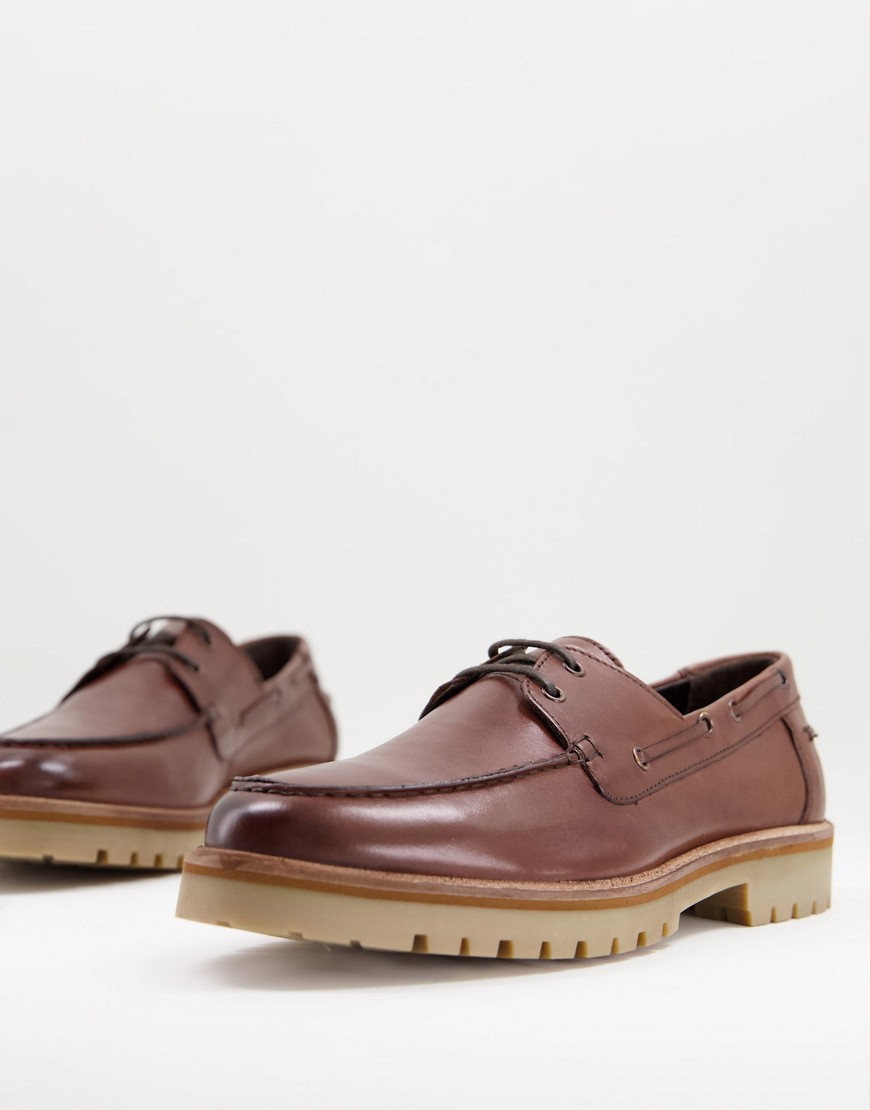 Silver Street chunky boat shoes in brown leather