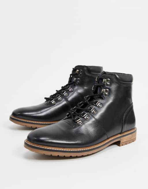 black chunky hiker lace up boot