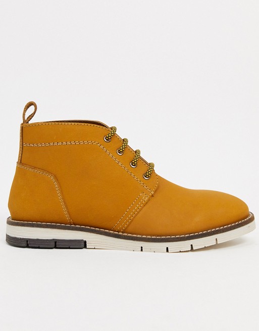 Silver Street cleated sole leather chukka boots in tan leather