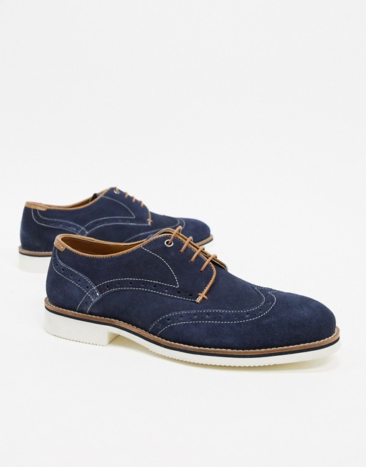 Silver street contrast stitch lace up shoe in navy