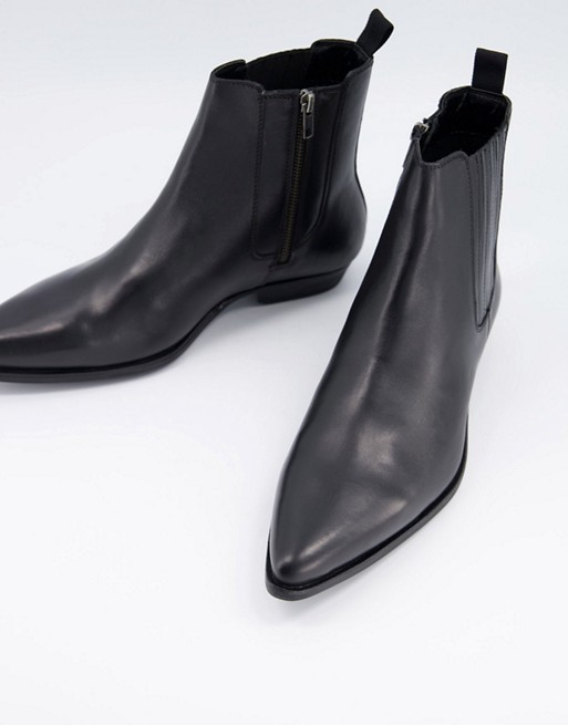 Silver Street cuban heel western boots in black leather