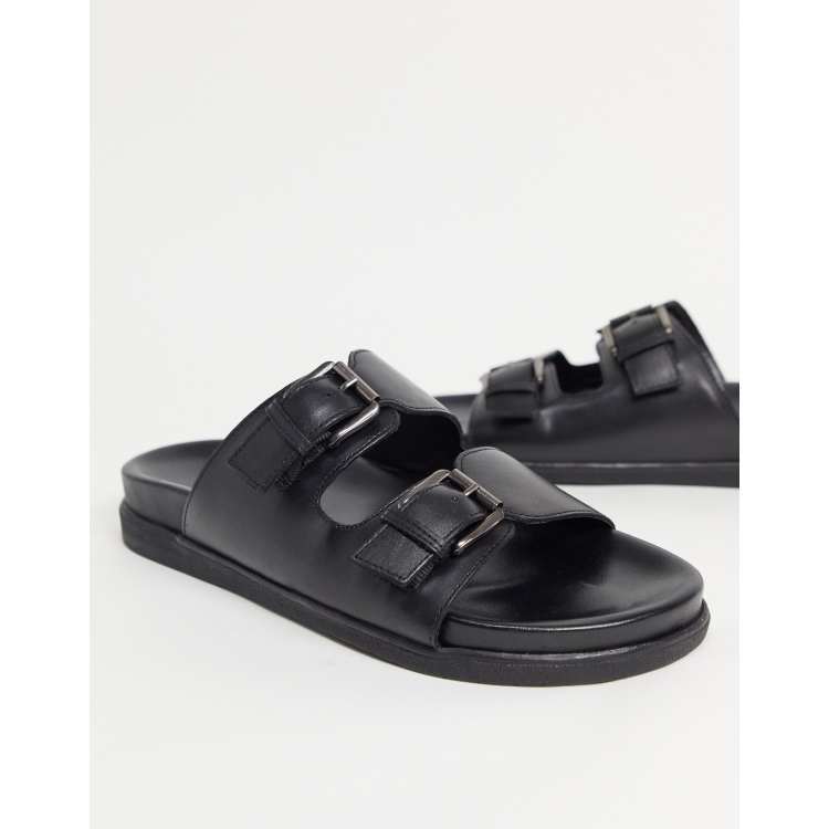 【関税込み】Sandals in Black/Silver Leather BTW Sabrina Youth Girls' (12-5) Platform Sandal | K-LS5567-BLACK
