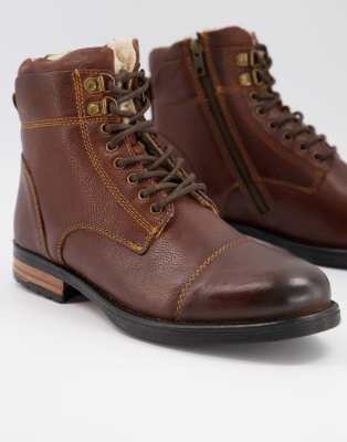 faux fur lined leather boots