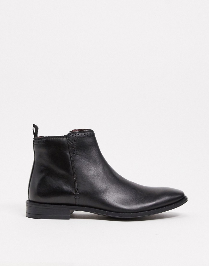 Silver Street flat boots with inside zip in black leather