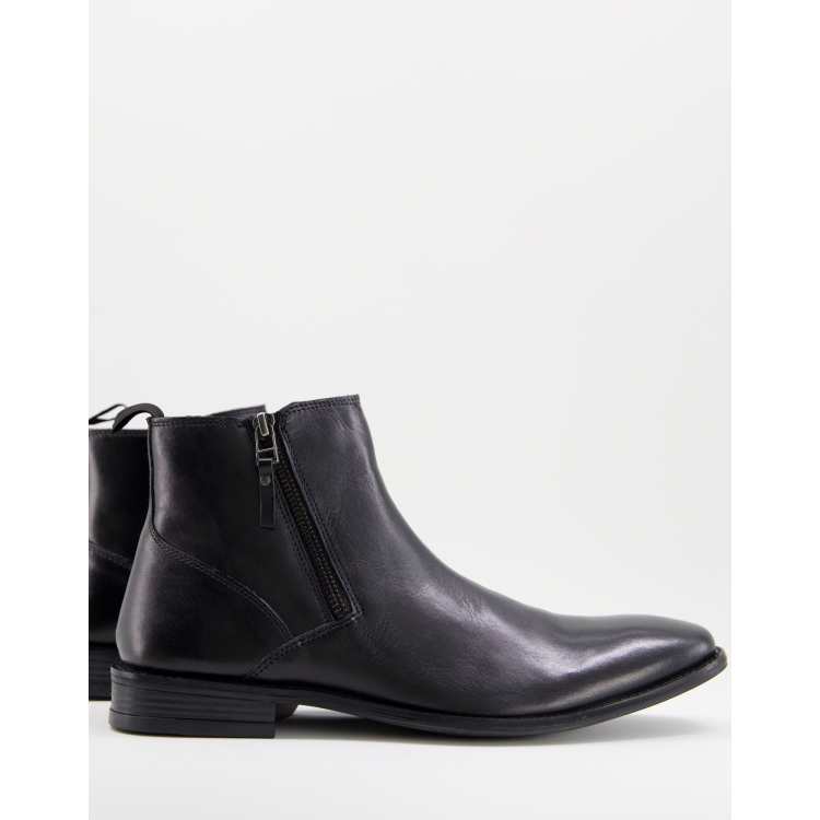 Mens black outlet zip ankle boots