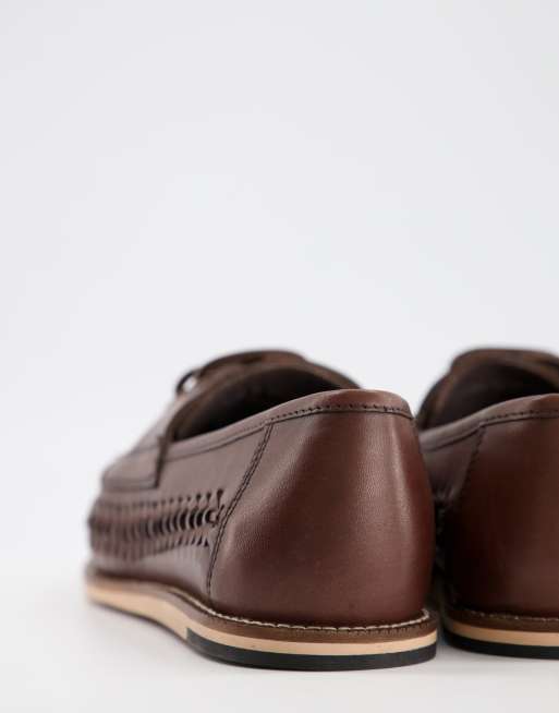 Silver Street – Gewebte Schnürschuhe aus braunem Leder, weite Passform, 4 von 4