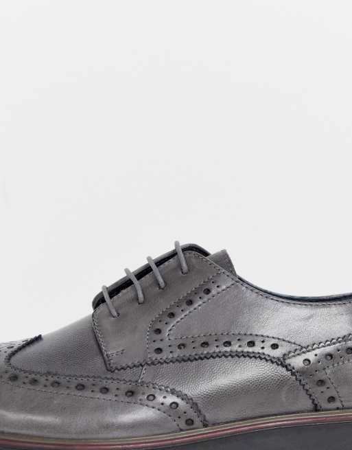 Silver Street - Grosses chaussures richelieu en cuir - Gris, 3 de 4