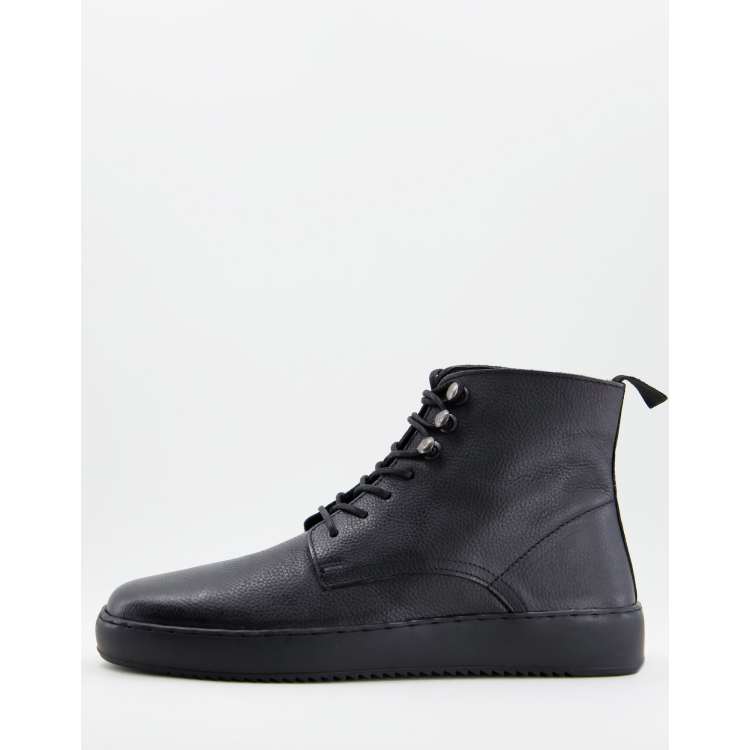 Silver Street lace up boots in black leather ASOS